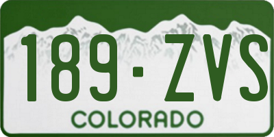 CO license plate 189ZVS
