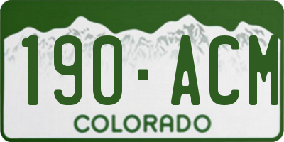 CO license plate 190ACM