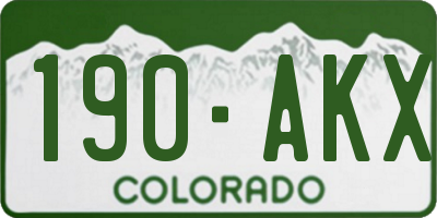 CO license plate 190AKX