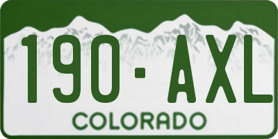 CO license plate 190AXL