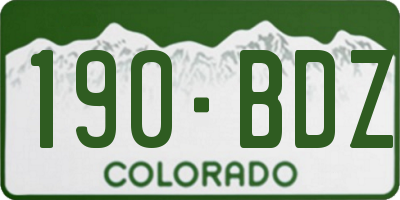 CO license plate 190BDZ