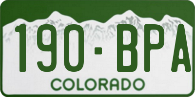 CO license plate 190BPA