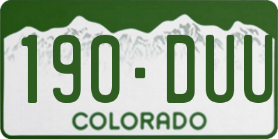 CO license plate 190DUU