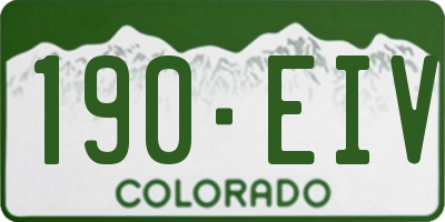 CO license plate 190EIV