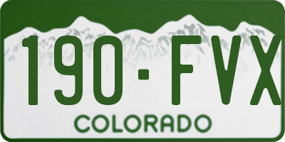 CO license plate 190FVX