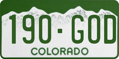 CO license plate 190GOD
