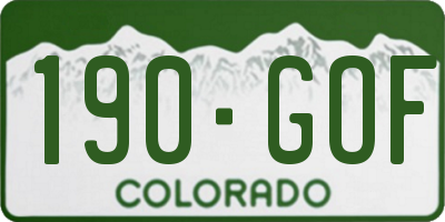 CO license plate 190GOF