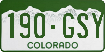 CO license plate 190GSY