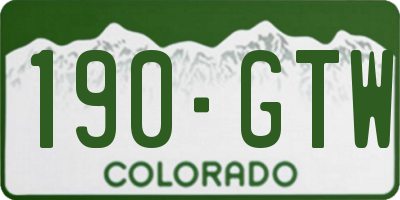 CO license plate 190GTW