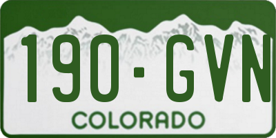 CO license plate 190GVN