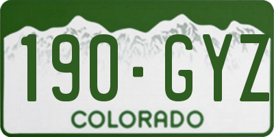 CO license plate 190GYZ