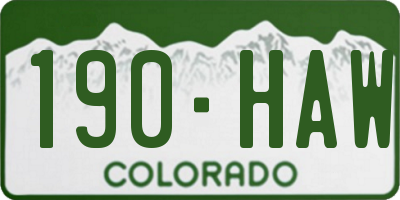 CO license plate 190HAW