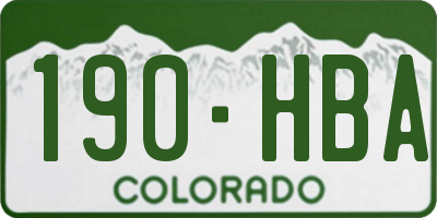 CO license plate 190HBA