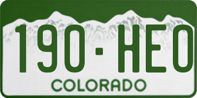 CO license plate 190HEO