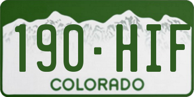 CO license plate 190HIF