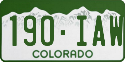 CO license plate 190IAW