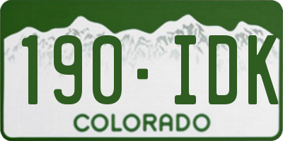 CO license plate 190IDK