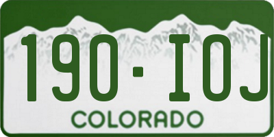 CO license plate 190IOJ
