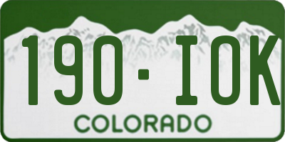 CO license plate 190IOK