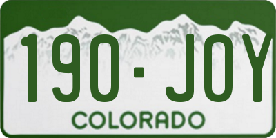 CO license plate 190JOY