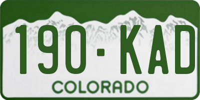 CO license plate 190KAD