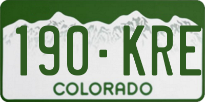 CO license plate 190KRE