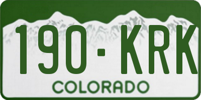 CO license plate 190KRK