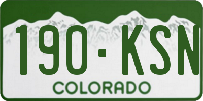 CO license plate 190KSN