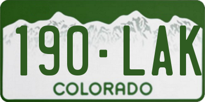 CO license plate 190LAK