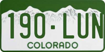 CO license plate 190LUN