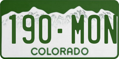 CO license plate 190MON