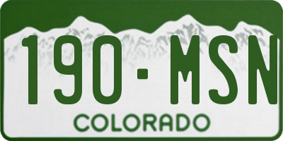 CO license plate 190MSN