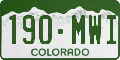CO license plate 190MWI
