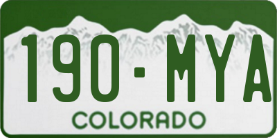 CO license plate 190MYA