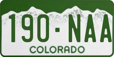 CO license plate 190NAA