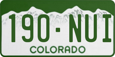 CO license plate 190NUI
