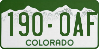 CO license plate 190OAF