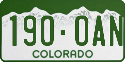 CO license plate 190OAN
