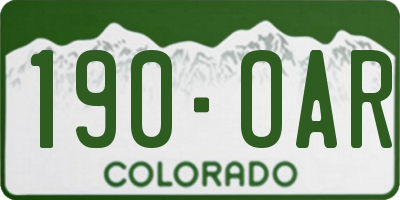 CO license plate 190OAR