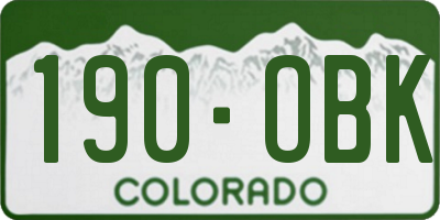 CO license plate 190OBK