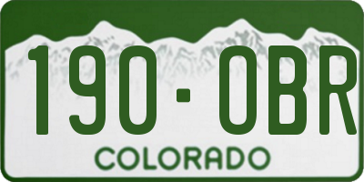 CO license plate 190OBR