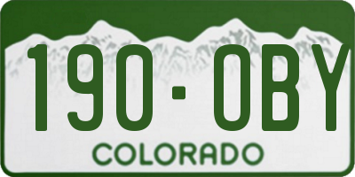 CO license plate 190OBY