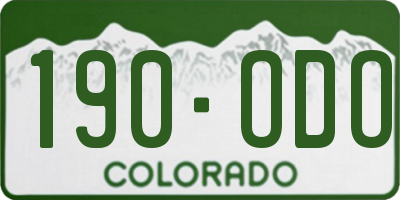 CO license plate 190ODO