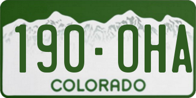 CO license plate 190OHA