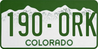 CO license plate 190ORK