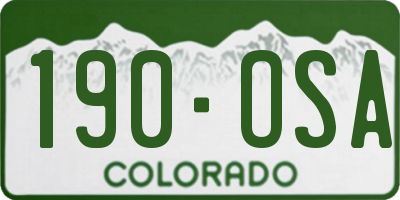 CO license plate 190OSA