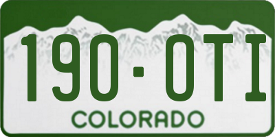 CO license plate 190OTI