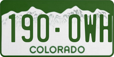 CO license plate 190OWH