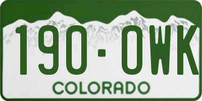 CO license plate 190OWK