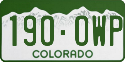 CO license plate 190OWP